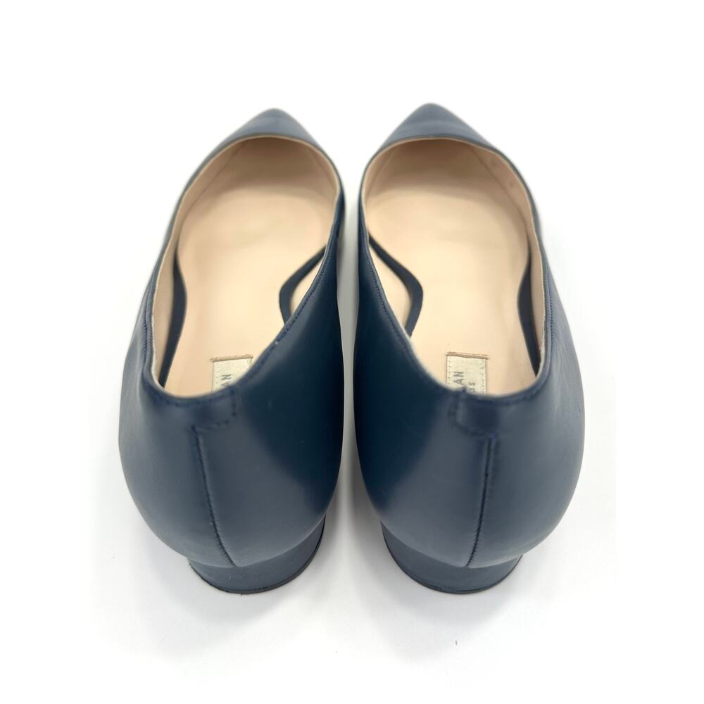 Cole Haan Low Block Heel Pump Size 7.5B Navy Leather Pointed Toe Comfort Slip-On - Picture 8 of 13